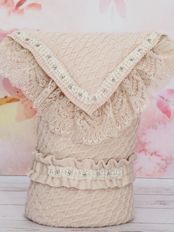 Вязаный конверт Жемчуг крем-брюле