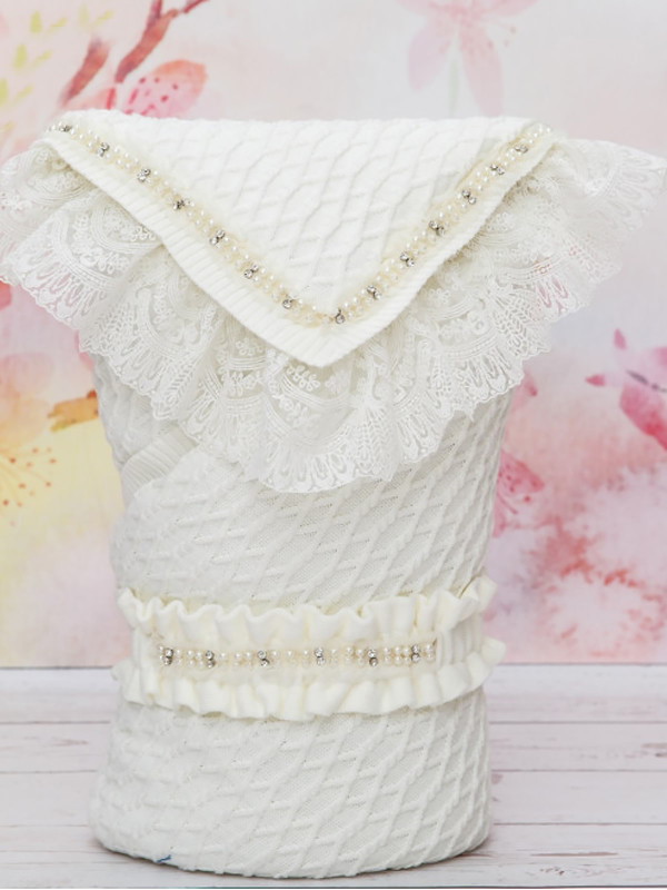 Вязаный конверт Жемчуг молочный