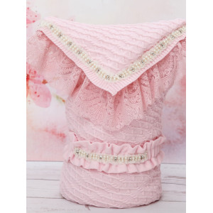 Вязаный конверт Жемчуг розовый