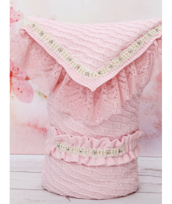 Вязаный конверт Жемчуг розовый