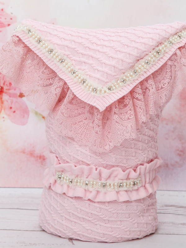 Вязаный конверт Жемчуг розовый