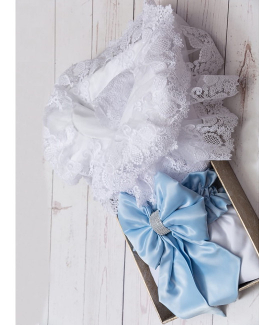 Конверт на выписку Лола белый-голубой