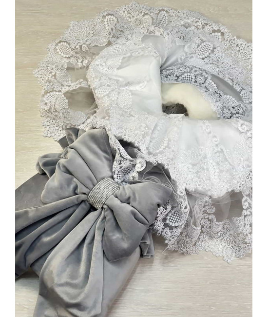 Конверт на выписку Лола Бархат серый