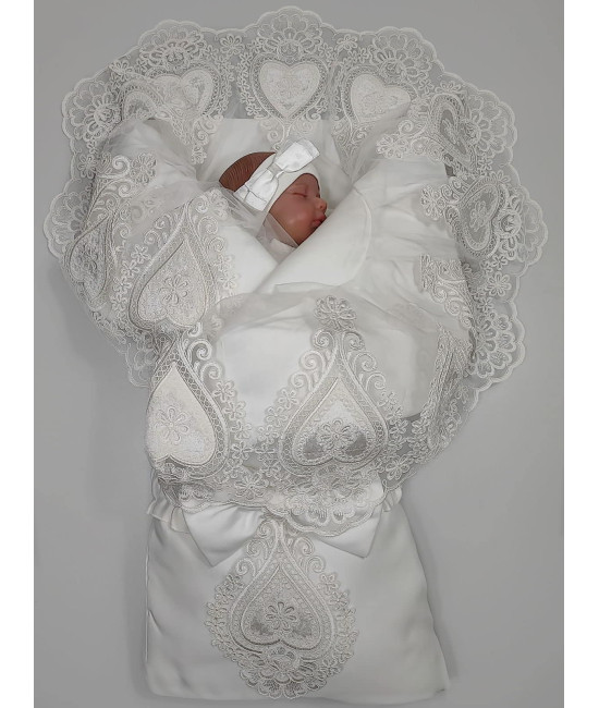 Комплект на выписку Маркиза-Кокетка молочный