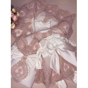 Комплект на выписку Маркиза-Людовика молочный-пудра