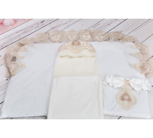 Конверт на выписку для новорожденного Маркиза молочный-какао