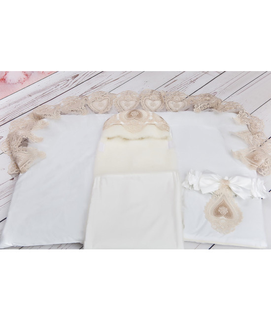 Конверт на выписку для новорожденного Маркиза молочный-какао