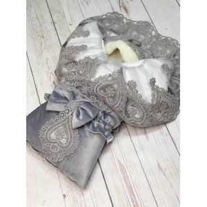 Конверт на выписку Маркиза бархат серый