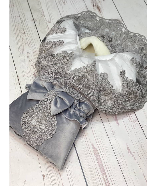 Конверт на выписку Маркиза бархат серый