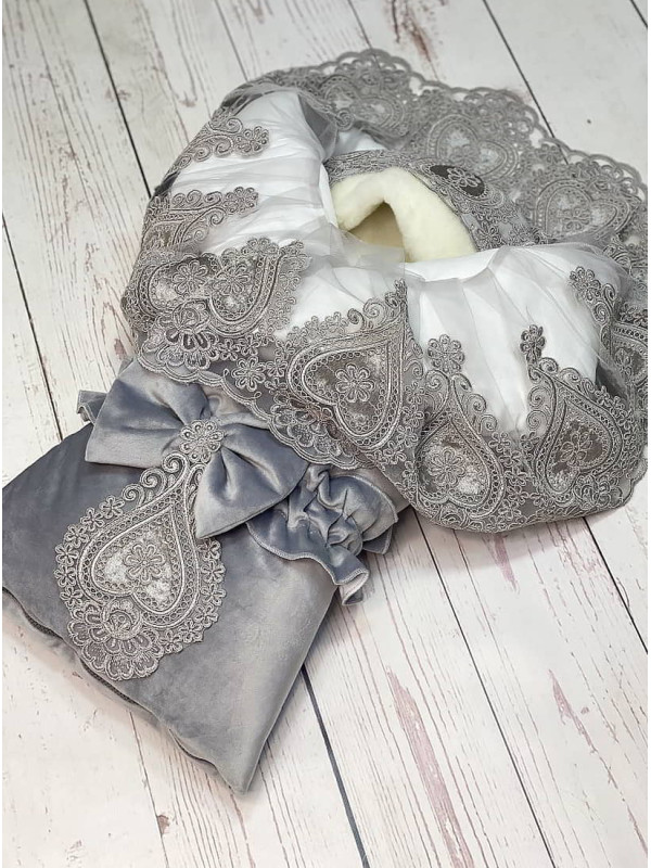 Конверт Маркиза бархат серый