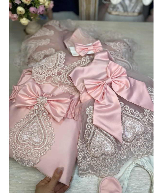 Комплект на выписку Маркиза-Людовика розовый