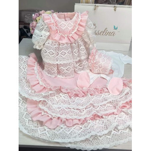 Летний комплект на выписку Мелисса розовый