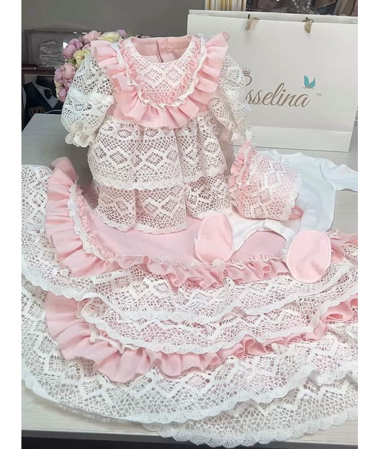 Летний комплект на выписку Мелисса розовый