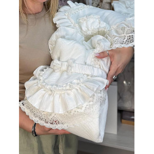 Летний муслиновый конверт на выписку Мелисса молочный