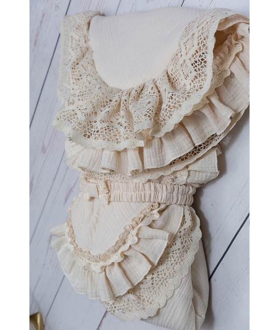 Летний муслиновый конверт на выписку Мелисса крем