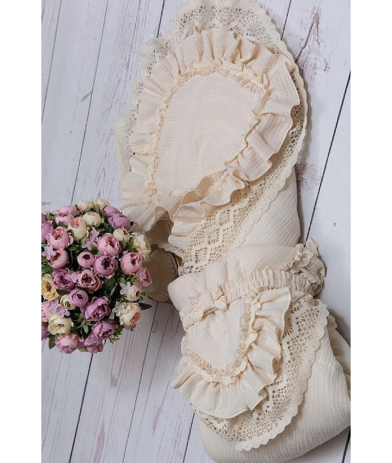 Летний муслиновый конверт на выписку Мелисса крем