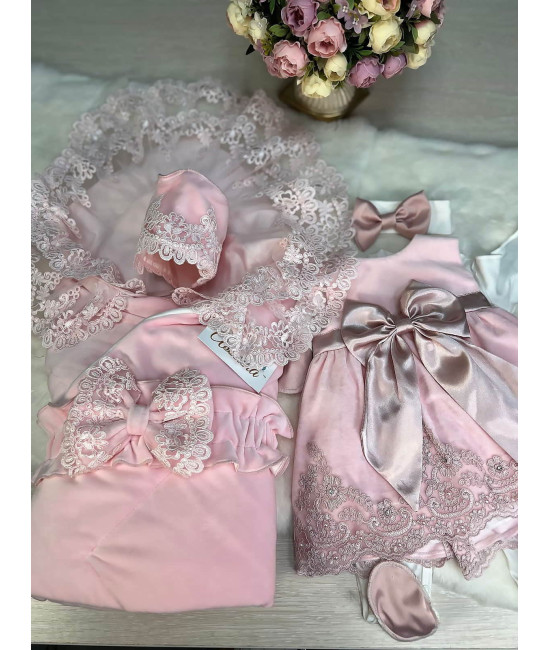 Комплект на выписку Мира-Лея розовый