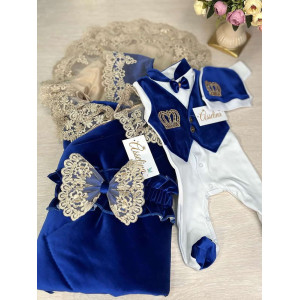 Комплект на выписку Мира-Джентльмен яркий-синий золото