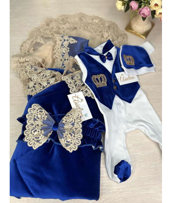 Комплект на выписку Мира-Джентльмен яркий-синий золото