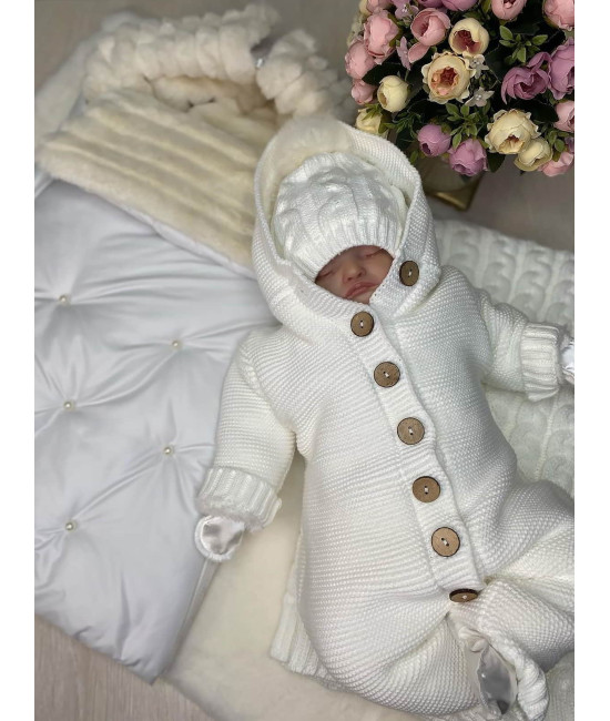 Комплект на выписку Пуф-Мишка молочный