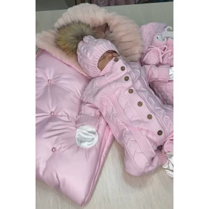 Комплект на выписку Пуф-Марфин розовый