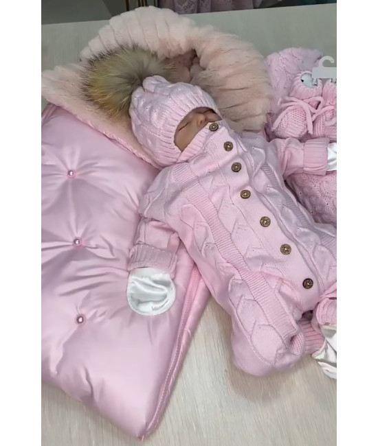 Комплект на выписку Пуф-Марфин розовый