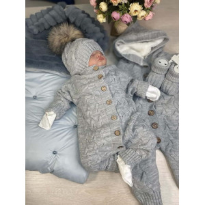 Комплект на выписку Пуф-Остин голубой-серый