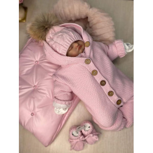 Комплект на выписку Пуф-Мишка розовый