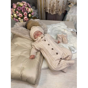 Комплект на выписку Пуф-Косички крем-брюле