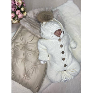 Комплект на выписку Пуф-Мишка крем брюле-молочный