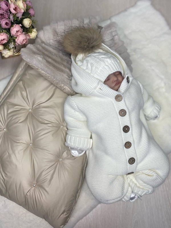 Комплект Пуф-Мишка крем брюле-молочный