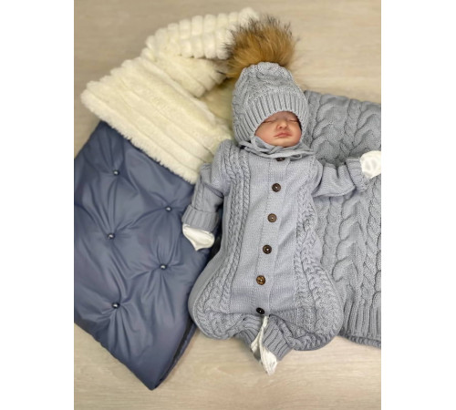 Комплект на выписку Пуф-Косички парламент-серый