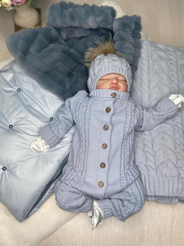 Комплект Пуф-Косички серо-голубой