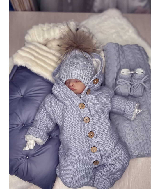 Комплект на выписку Пуф-Мишка парламент-серый