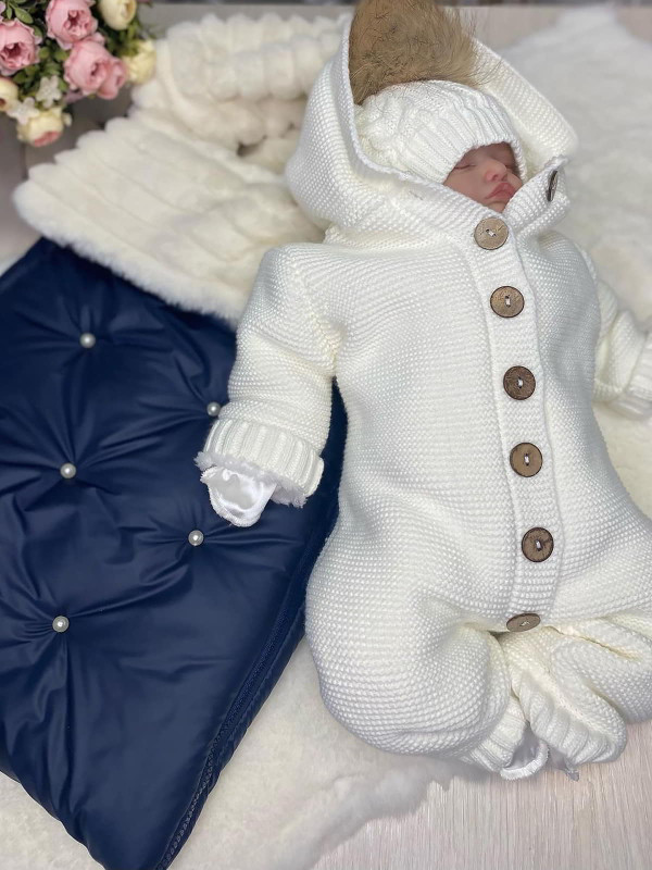 Комплект Пуф-Мишка синий-молочный