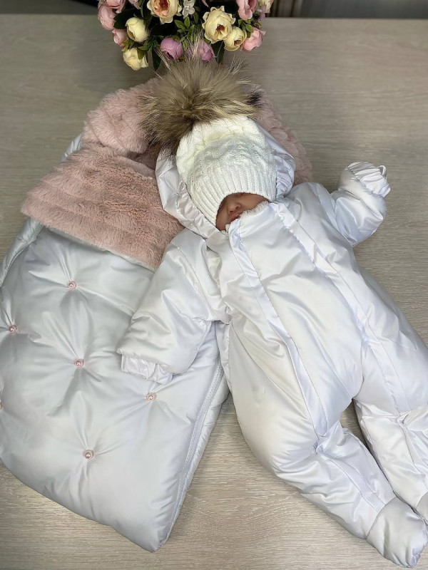 Комплект Пуф-Стрит белый-пудра