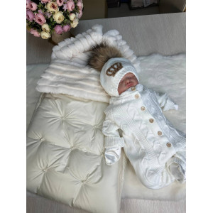 Комплект на выписку Пуф-Марфин молочный