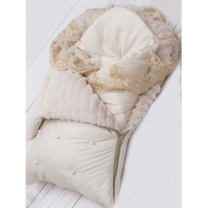 Комплект на выписку Пуф-Мишка крем брюле-молочный