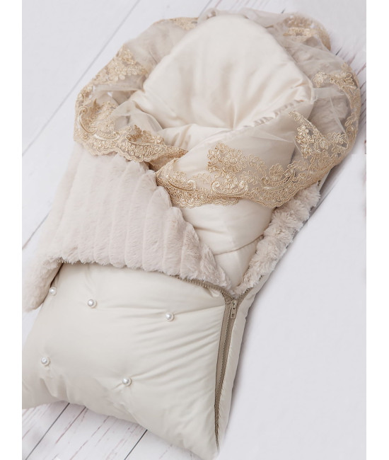 Комплект на выписку Пуф-Мишка крем брюле-молочный