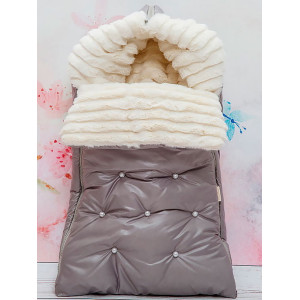 Конверт для новорожденного Пуф серый-молочный