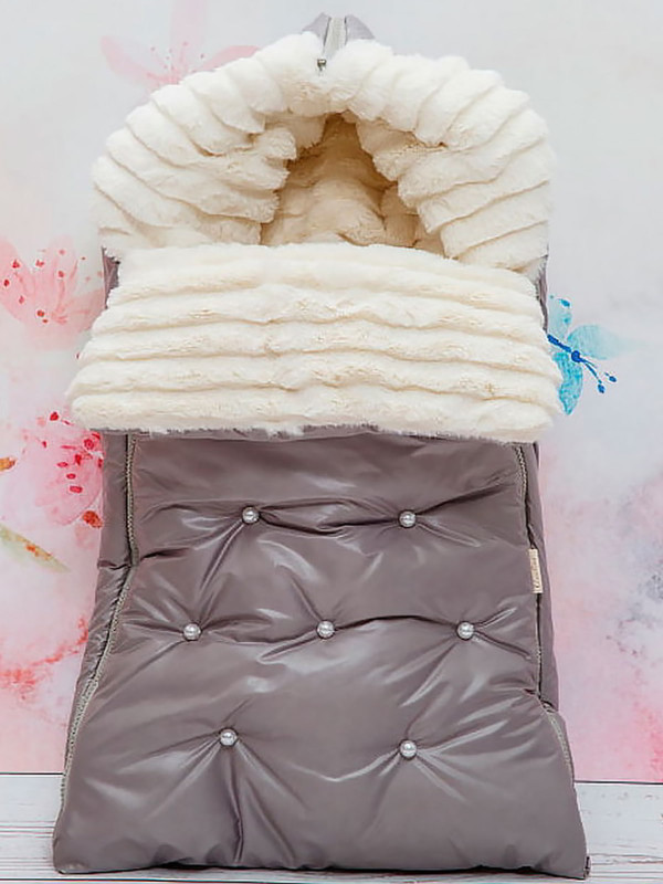 Конверт Пуф серый-молочный