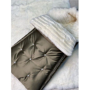 Комплект на выписку Пуф-Косички оливковый-молочный