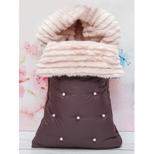 Конверт для новорожденного Пуф коричневый-пудра