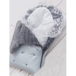 Конверт для новорожденного Пуф серо-голубой