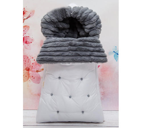 Конверт для новорожденного Пуф белый-серый