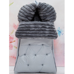 Конверт для новорожденного Пуф серо-голубой