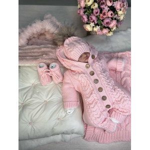 Комплект на выписку Пуф-Рози латте-розовый