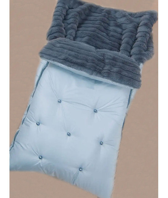 Конверт для новорожденного Пуф серо-голубой