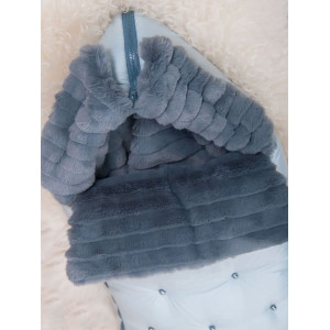 Конверт для новорожденного Пуф серо-голубой