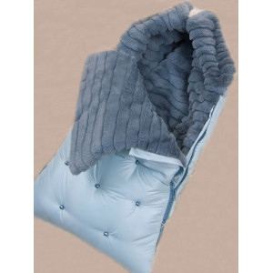 Конверт для новорожденного Пуф серо-голубой